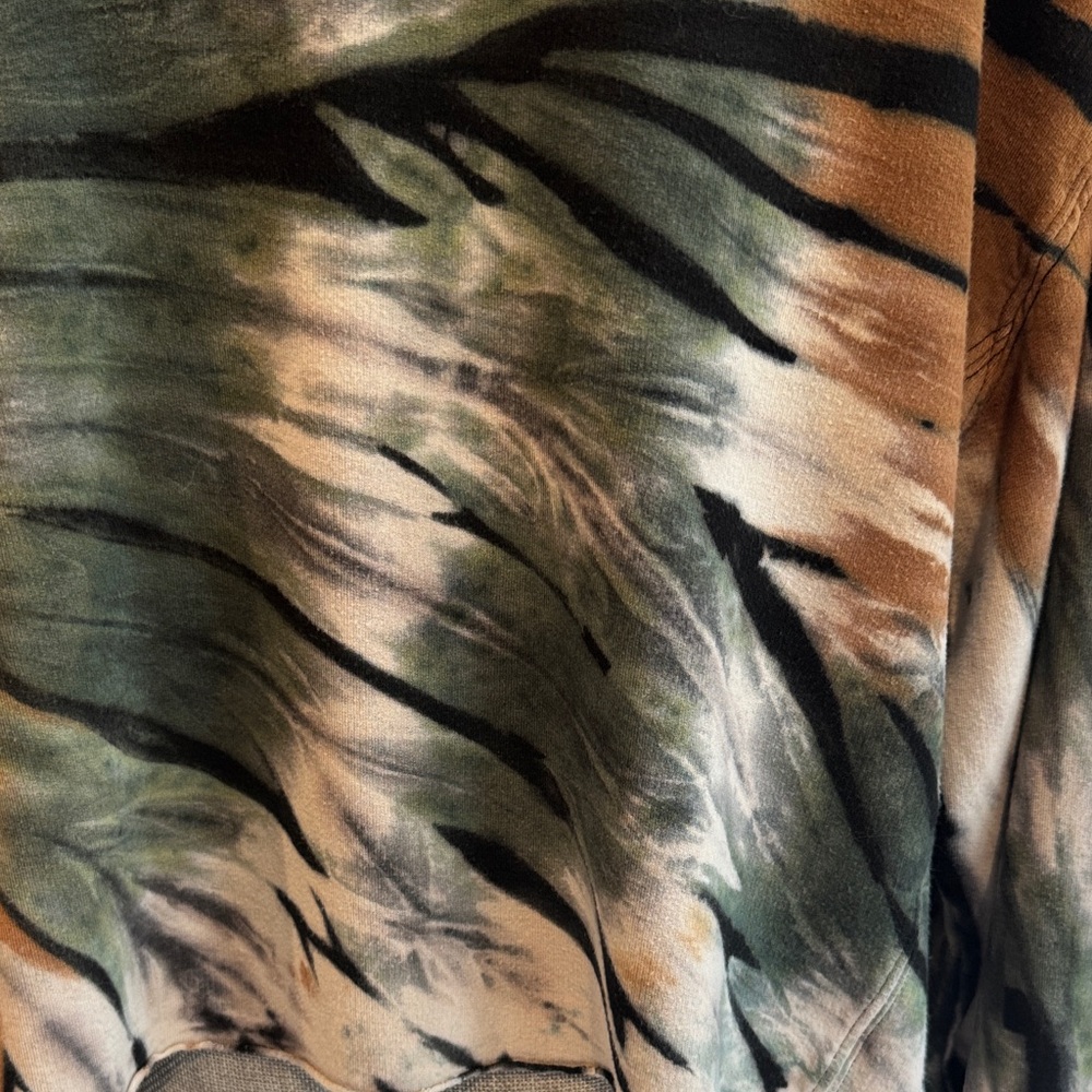 Vintage Havana Tie-Dye Pullover Hoodie in Black,Green,Cream & Rust Brown Size -M - Picture 11 of 16
